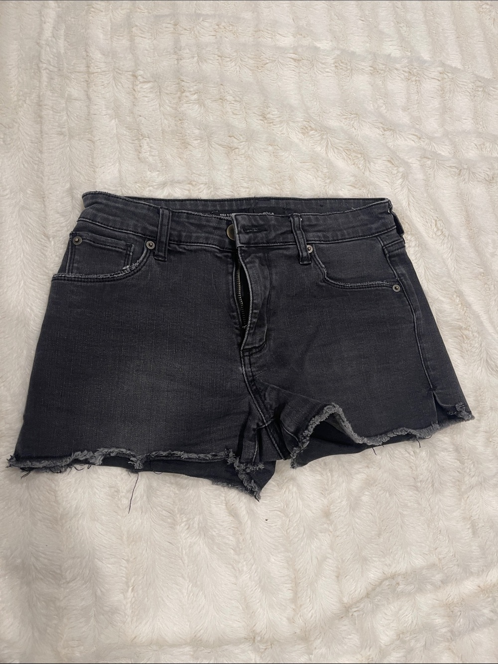 See Thru Soul Black Frayed Hem Denim Shorts